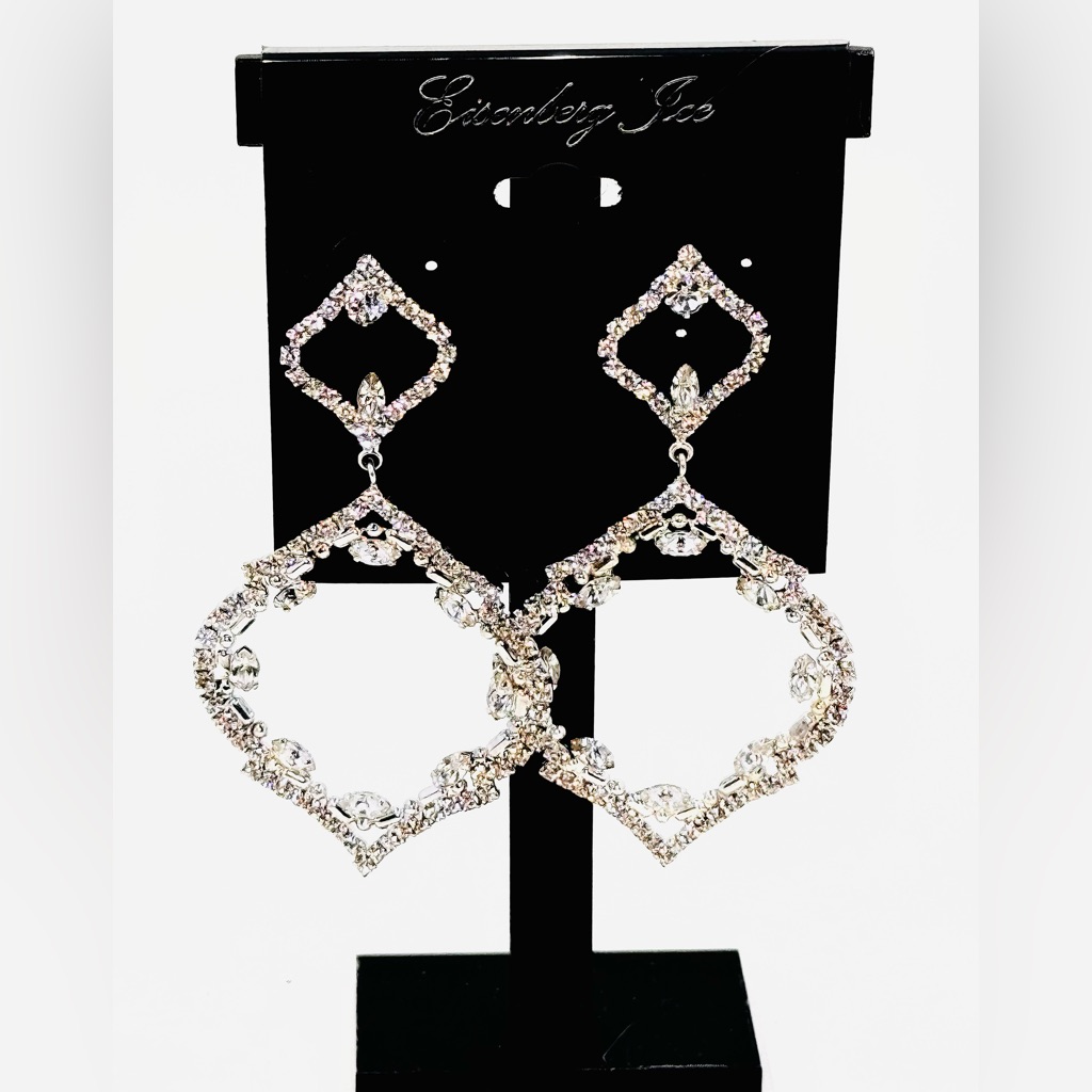 Vintage Eisenberg Ice Silver Crystal Rhinestone Statement Earrings Nwt 30$